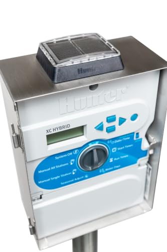 Hunter XC Hybrid Solar Sprinkler Controller, 12 Zone Irrigation Timer, Programmable Outdoor Automatic Irrigation Control, Stainless Steel Casing, (XCH-1200-SS-P) - style: 1200-SS