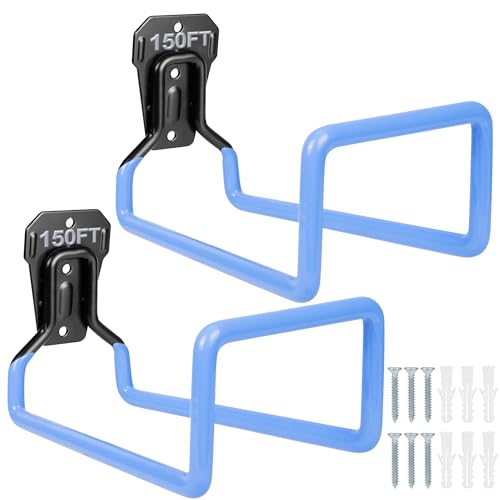 Hose Hanger Wall Mount Garden Hose Storage Water Hose Holders for Outside - color: 2pc Blue