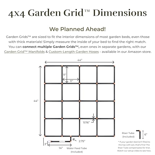 Garden Grid 4x4 | Raised Bed Watering System for Garden | Pre-Assembled - size: 4x4, style: Standard