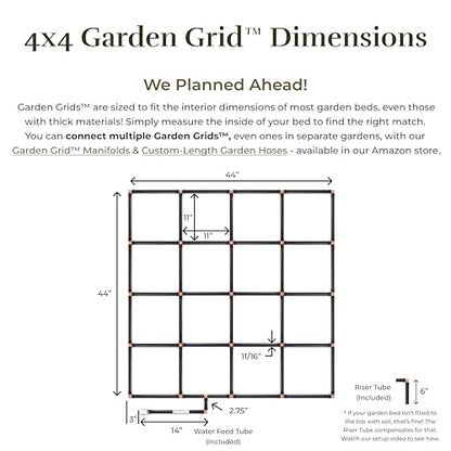 Garden Grid 4x4 | Raised Bed Watering System for Garden | Pre-Assembled - size: 4x4, style: Standard