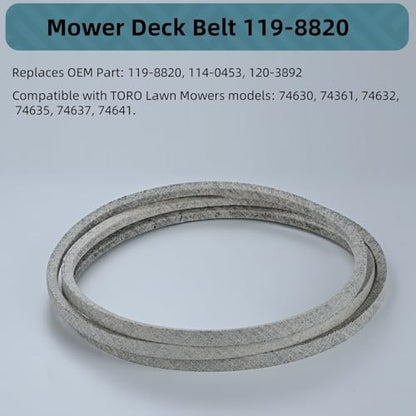Holdly 119-8820 Deck Belt 1/2 x 141'', for Toro TimeCutter 50'' SS5000 MX5000 5000 MX5060 75750 75755 Exmark Quest Zero Turn Mowers, Kevlar Aramid Belt 119-8820-SL SS5060 74630 74632 75751 - size: 119-8820