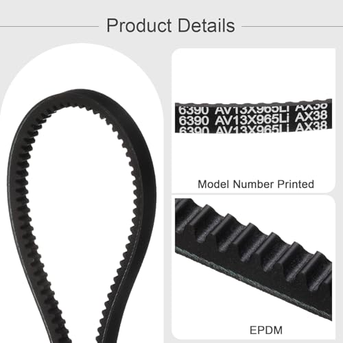 uxcell AX38 EPDM V-Belt, Raw Edge Cogged Industrial Rubber V Belt 1/2" Width x 38" Inside Circumference - size: AX38