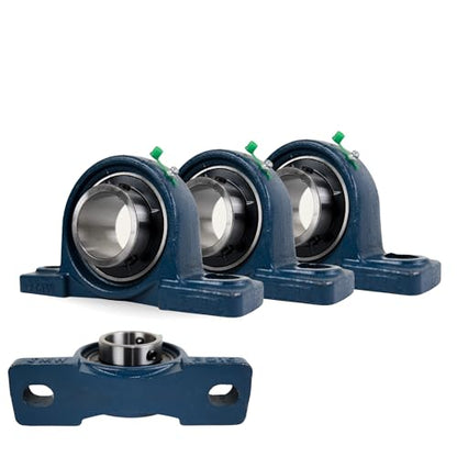 Jeremywell UCP209-28 Pillow Block Bearing (4 Pack), 1-3/4 inch Bore, 2 Bolt Flange Mounted, Solid Cast Iron Base, Self-Alignment - size: UCP209-28