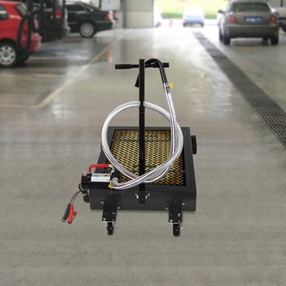 17 Gallon Oil Drain Pan with 155W Electric Pump & 7.2 Ft Hose Low Profile Oil Drain Tank Oil Drain Cart with Foldable T-Handle, Oil Change Pan for Car, SUV, Truck - size: B-17 Gallon Oil Drain Pan 155W Electric Pump