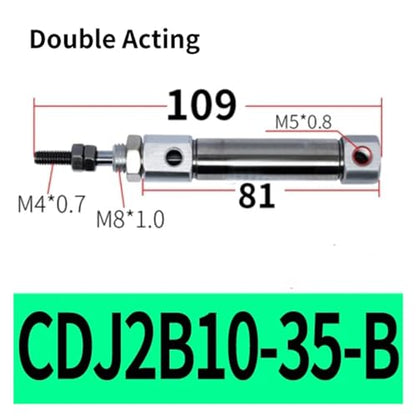 CDJ2B10-15-B Magnetic Stainless Steel Mini Cylinder Double Acting(CDJ2B10x35 B) - color: Cdj2b10x35 B