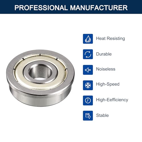 F695ZZ Flanged Ball Bearing, ID 5mm x OD 13mm x Width 4mm Miniature Bearings, Double Metal Shielded Deep Groove Bearings, Pre-Lubricated (GCr15) Chrome Steel 10pcs - size: F695ZZ 5mmx13mmx4mm