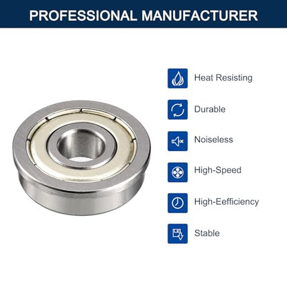 F695ZZ Flanged Ball Bearing, ID 5mm x OD 13mm x Width 4mm Miniature Bearings, Double Metal Shielded Deep Groove Bearings, Pre-Lubricated (GCr15) Chrome Steel 10pcs - size: F695ZZ 5mmx13mmx4mm