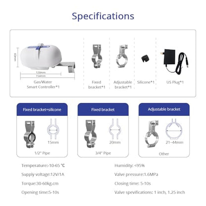 WiFi Smart Water Valve Controller, Remote Shutoff for 1/2 to 1 in Pipe - style: WiFi Version