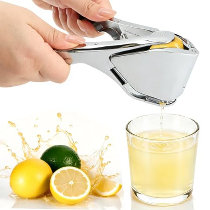 Lemon Squeezer Manual Stainless Steel - Max Extraction Hand Press Lemon Juicer, Metal Heavy-Duty Handheld Lime Squeezer, Easy Squeeze Fold-Flat Lime Citrus Fruit Extractor