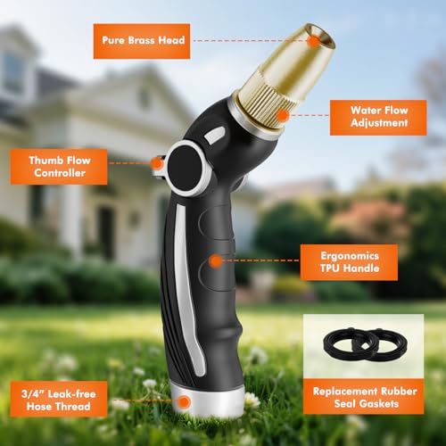 RESTMO Garden Hose Nozzle, Heavy Duty Water Hose Sprayer Nozzle, Silver - color: Silver, size: 4 Watering Patterns