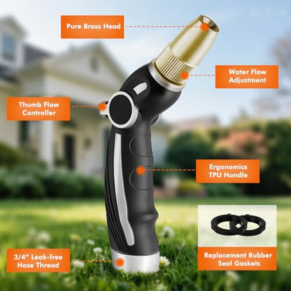 RESTMO Garden Hose Nozzle, Heavy Duty Water Hose Sprayer Nozzle, Silver - color: Silver, size: 4 Watering Patterns