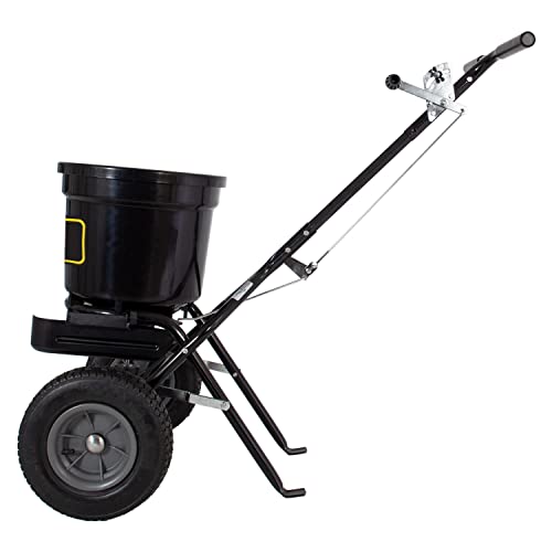 Brinly P20-500BHDF-A Push Spreader with Side Deflector Kit and Hopper Grate, 50 lb. Capacity - Flat Black - color: Flat Black
