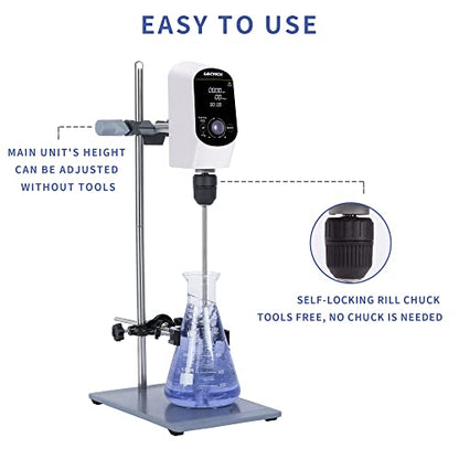 Electric Overhead Stirrer Mixer Lab LCD 2000RPM Timing 20L 10000mPas - size: 20LD