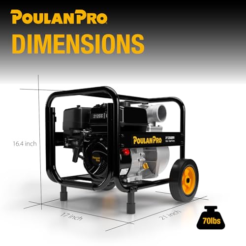 Poulan Pro Semi Trash Pump 3 Inch with Wheels,212cc 4-cycle Engine,238GPM - size: 3 inch with wheels