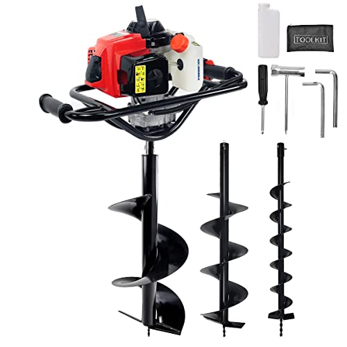XtremepowerUS 4pcs Set Post Hole Digger Hole 2.5hp Powerhead Digger with Earth Digging Auger Bit 4", 8" & 12" Bit Set
