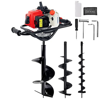 XtremepowerUS 4pcs Set Post Hole Digger Hole 2.5hp Powerhead Digger with Earth Digging Auger Bit 4", 8" & 12" Bit Set