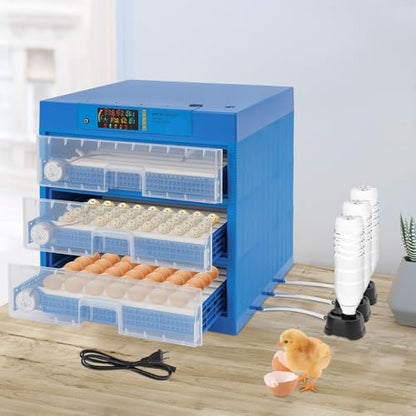 192 Eggs Incubator, Fully Automatic Egg Hatcher with LED Display & Automatic Egg Turning, Digital Poultry Hatcher for Chicken, Duck, Goose, Quail, Peacock Eggs (192) - size: 192
