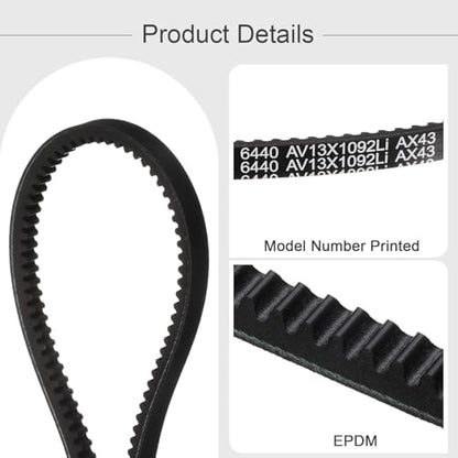 uxcell AX43 EPDM V-Belt, Raw Edge Cogged Industrial Rubber V Belt 1/2" Width x 43" Inside Circumference - size: AX43