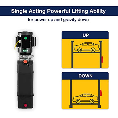 220V Hydraulic Power Unit 2950 PSI, 2HP Single-Acting Post Hydraulic Pump for Dump Trailer & Car Lifting - color: 16 Quart