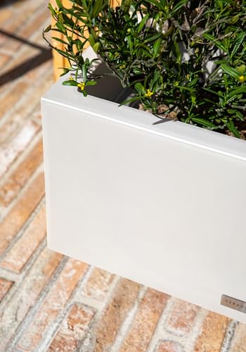 Veradek Block Series Long Box Planter - Rectangular Outdoor Planter - color: White, size: Small - 2 Pack