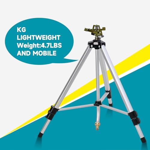 Impact Sprinkler Head on Tripod Base, Heavy Duty Lawn Sprinklers, 360 Degree Large Area Irrigation, Metal Sprinkler Nozzle with Solid Alloy Metal Extension Legs (36in) - size: 36in