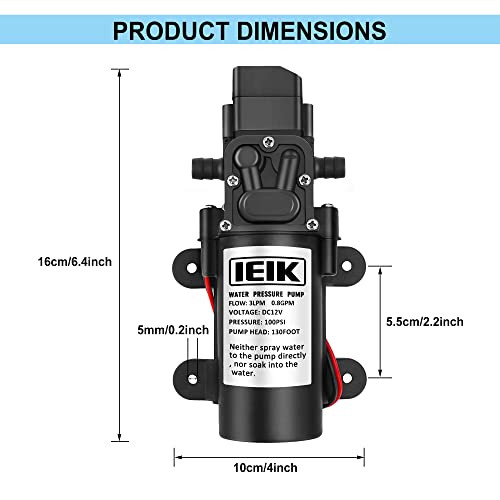 12 Volt Diaphragm Pump 3LPM 0.8 GPM 100PSI Self Priming Sprayer Pump 12V DC Fresh Water Pump Water Pressure Switch for RV Camper Marine Boat Lawn (30W) - color: 12v 30w(3/8")