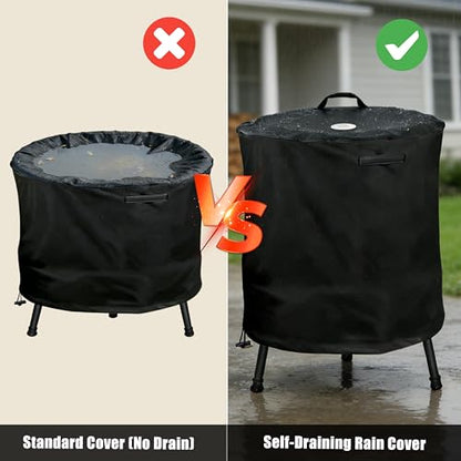 Wood Chipper Cover with Drain Valve, 420D Waterproof Heavy Duty Wood Chipper Shredder Cover, UV & Dust Protection for Compact Electric Mulcher, Fits Chippers up to 33.5” Wide