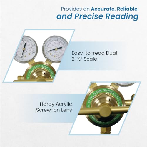 Flame Tech Nitrogen Regulator for Argon Gas, High-Pressure Piston