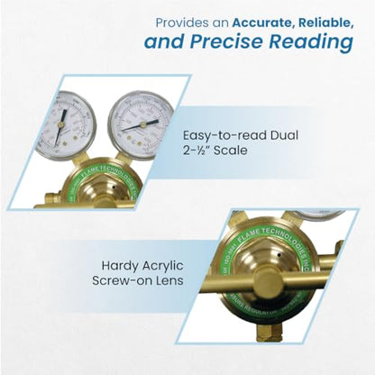 Flame Tech Nitrogen Regulator for Argon Gas, High-Pressure Piston