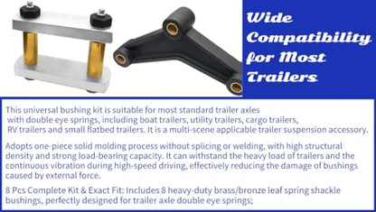 Trailer Leaf Spring Bushing Kit, 9/16" ID Aluminum Replaces 722106, 16PK