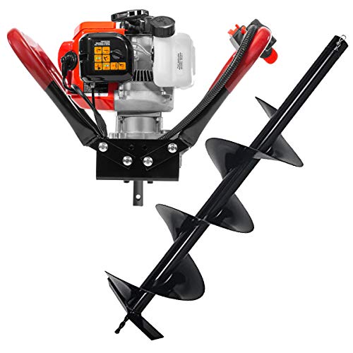 XtremepowerUS V-Type 55cc Post Hole Digger 2-Stroke Gas Auger Powerhead (Digger + 6" Bit Set - size: Digger + 6" Bit