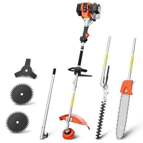 52cc 6-in-1 Gas Weed Wacker/String Trimmer w/Hedge Trimmer & Pole Saw