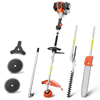 52cc 6-in-1 Gas Weed Wacker/String Trimmer w/Hedge Trimmer & Pole Saw