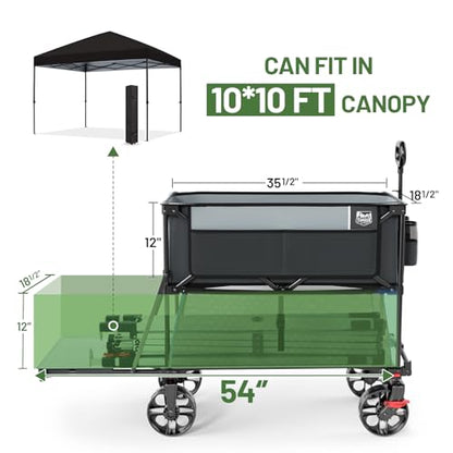 Timber Ridge 400L Folding Double Decker Wagon with Brakes, 54" Extra Long - color: Gray, size: Double Decker