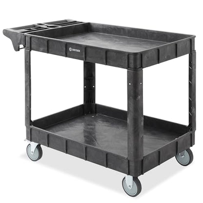 Dryser Utility Cart with Wheels, 46" x 25" Heavy Duty 550 lb. Capacity with Shelves - 2 Tier Rolling Cart with Two 5" Swivel Casters for Warehouse, Garage, Cleaning - size: 2 Shelves 2 Swivel 46x25
