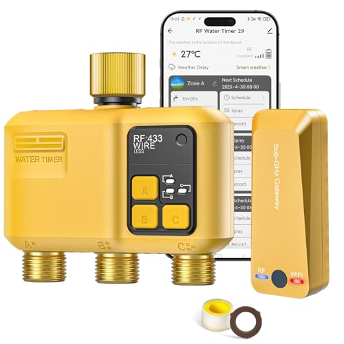 WiFi Water Timer 3 Outlet Garden, Brass Inlet & Outlet - size: 3 Outlet I/O
