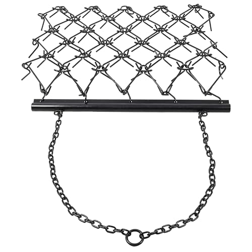 4x4FT Steel Drag Harrow Field Leveling Chain Rake for ATV UTV Tractor Black - size: 4x4ft