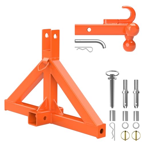 3 Point 2" Trailer Hitch Receiver and Towing Ball Hitch with Hook for Cat.1 - color: Orange