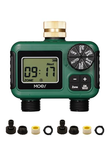 MOES 2 Zone Sprinkler Timer for Garden Hose,Brass Inlet Water Timer - size: 2 Outlet