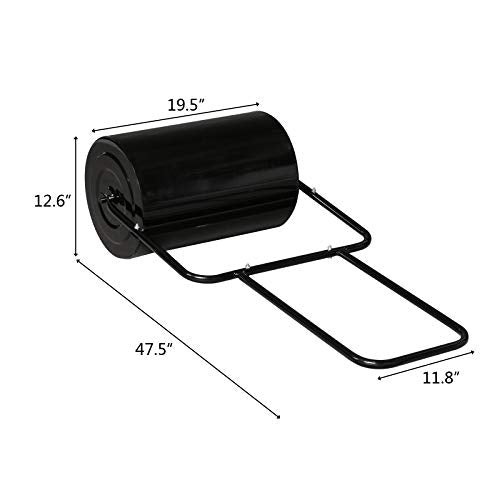 VINGLI 20 Inch Lawn Roller Water Filled Pull Behind Garden Drum Roller Push/Tow Behind, Water/Sand Filled for Garden, Lawn, Backyard (Black) - color: Black, size: 20 inch