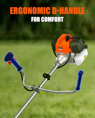 Upgraded Gas Weed Eater, 52CC Weed Wacker Gas Powered, 2-Cycle Engine String Trimmer Easy Start Comfortable Handle and Double Shoulder Straps for Garden Lawn Edge Trimming