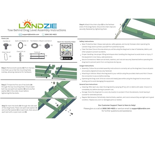 Drag Harrow 8 FT, Tow Behind Driveway Grader - Landzie - style: 8' Level