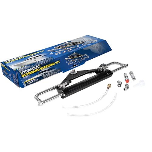 150HP Outboard Hydraulic Steering Cylinder – Replace for Seastar 150HP Front Mount Aluminum Alloy Cylinder - 10.3MPa/1500 PSI , ORB Fittings, Two-Way Lock Valve –for Single/Twin Engine Outboard Boats