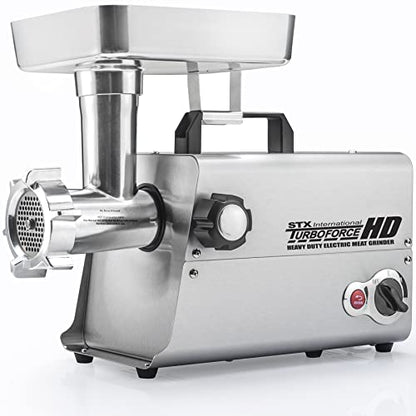 STX International Turboforce HD (Heavy Duty) 3500 Series 5-in-1 Stainless Steel Electric Meat Grinder | Sausage Stuffer | Kubbe Maker | 5 Grinding Plates | 3 Stainless Steel Blades & More Included - size: 5-In-1 - Size #12 No Pedal/Juicer