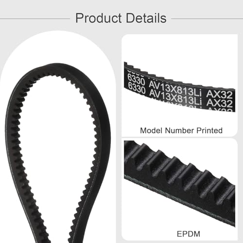 uxcell AX32 EPDM V-Belt, Raw Edge Cogged Industrial Rubber V Belt 1/2" Width x 32" Inside Circumference - size: AX32