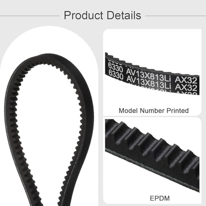 uxcell AX32 EPDM V-Belt, Raw Edge Cogged Industrial Rubber V Belt 1/2" Width x 32" Inside Circumference - size: AX32