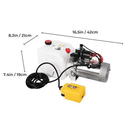3 Quart Hydraulic Pump 12V DC Double Acting Hydraulic Power Unit w/Plastic Reservoir for Dump Trailer Car Lifting Platforms