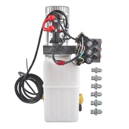 6 Quart 6 Way Hydraulic Pump for Dump Trailer Car Lifting