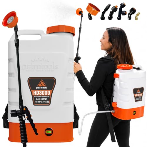 PetraTools 3 Gallon Battery Powered Backpack Sprayer - 2.5 Hour Runtime - size: HD3000 (6 Nozzles)