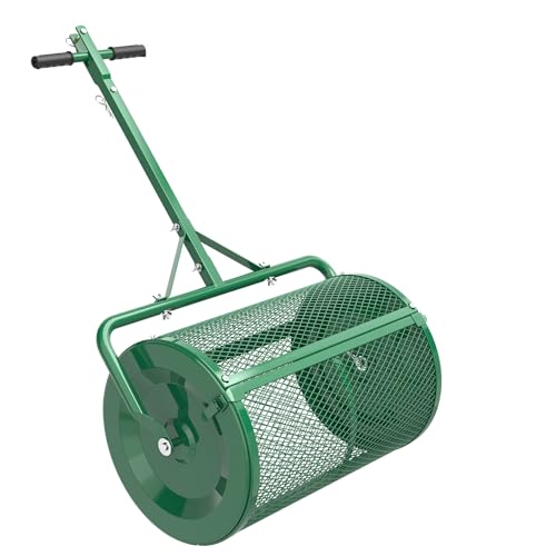 Seeutek Compost Spreader, 24" Peat Moss Spreaders with 3 Heights - color: Green